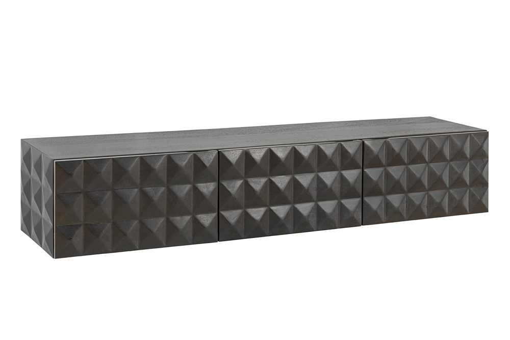 Szafka RTV VULCANO 160 cm – wisząca, drewno mango czarne 47768