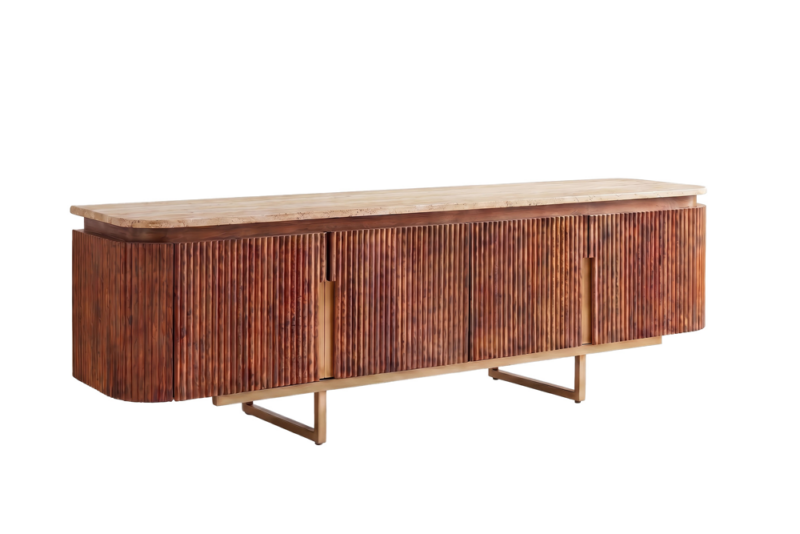 Szafka RTV GATSBY 160 cm – drewno mango, blat trawertynowy 49282