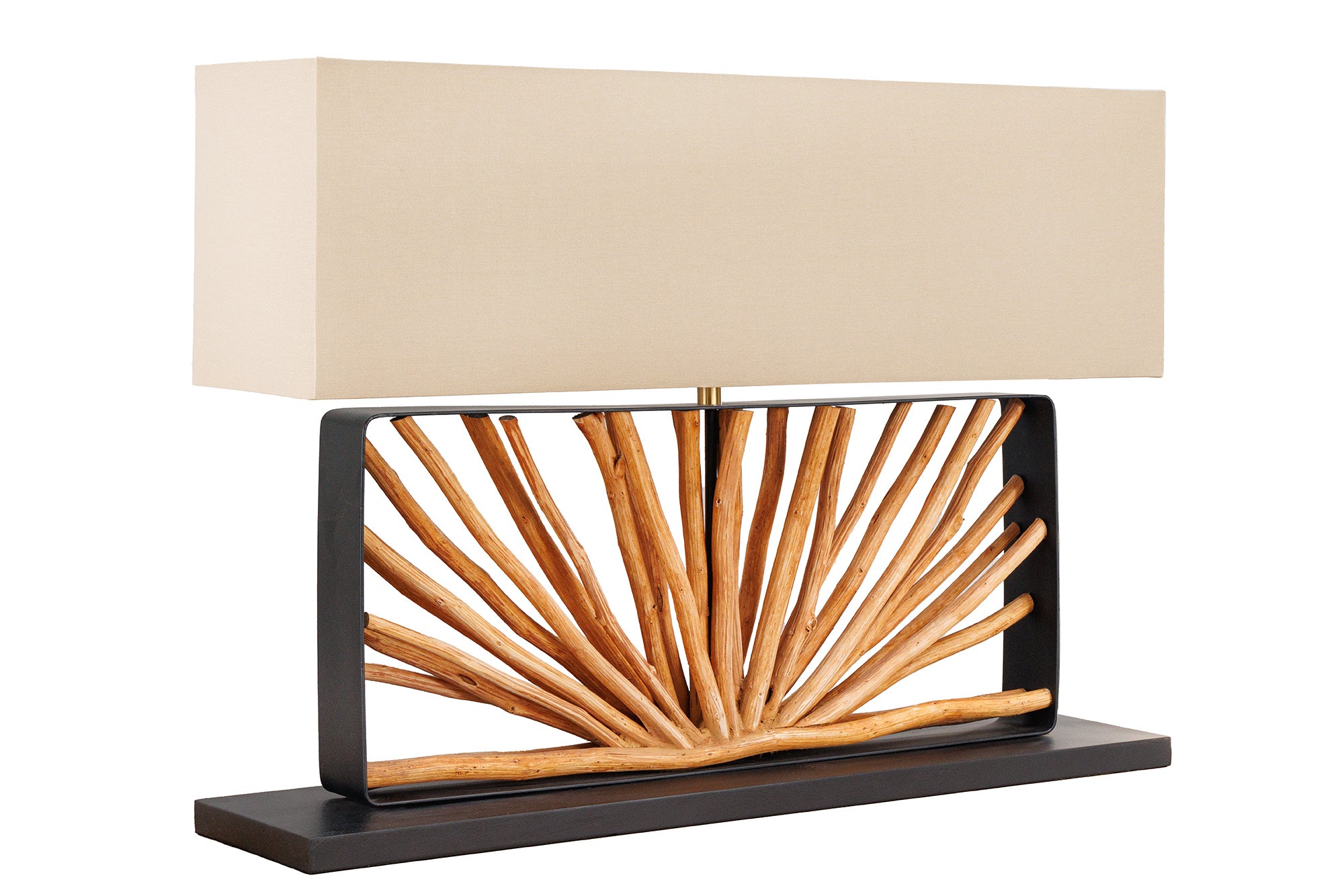 Lampa stołowa EUPHORIA 80 cm – drewno longan, beżowy klosz 44687