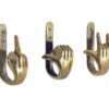 Wieszaki ścienne FINGERS 20 cm – zestaw 3 szt., mosiężne 45662