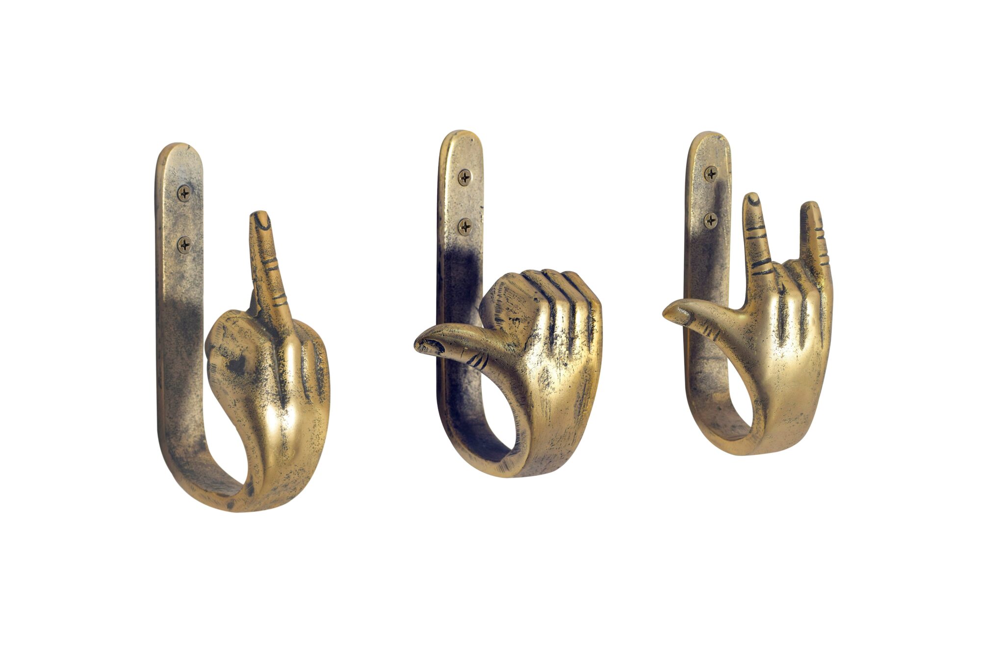 Wieszaki ścienne FINGERS 20 cm – zestaw 3 szt., mosiężne 45662