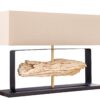 Lampa stołowa ROUSILIQUE 60 cm – drewno teak, beżowy klosz 44689