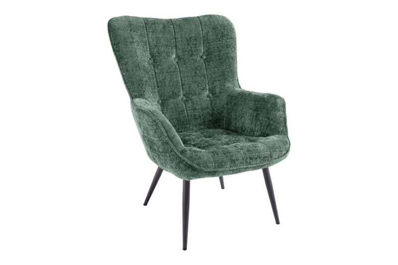 Fotel SCANDINAVIA – chenille zielony, czarne metalowe nogi 46513