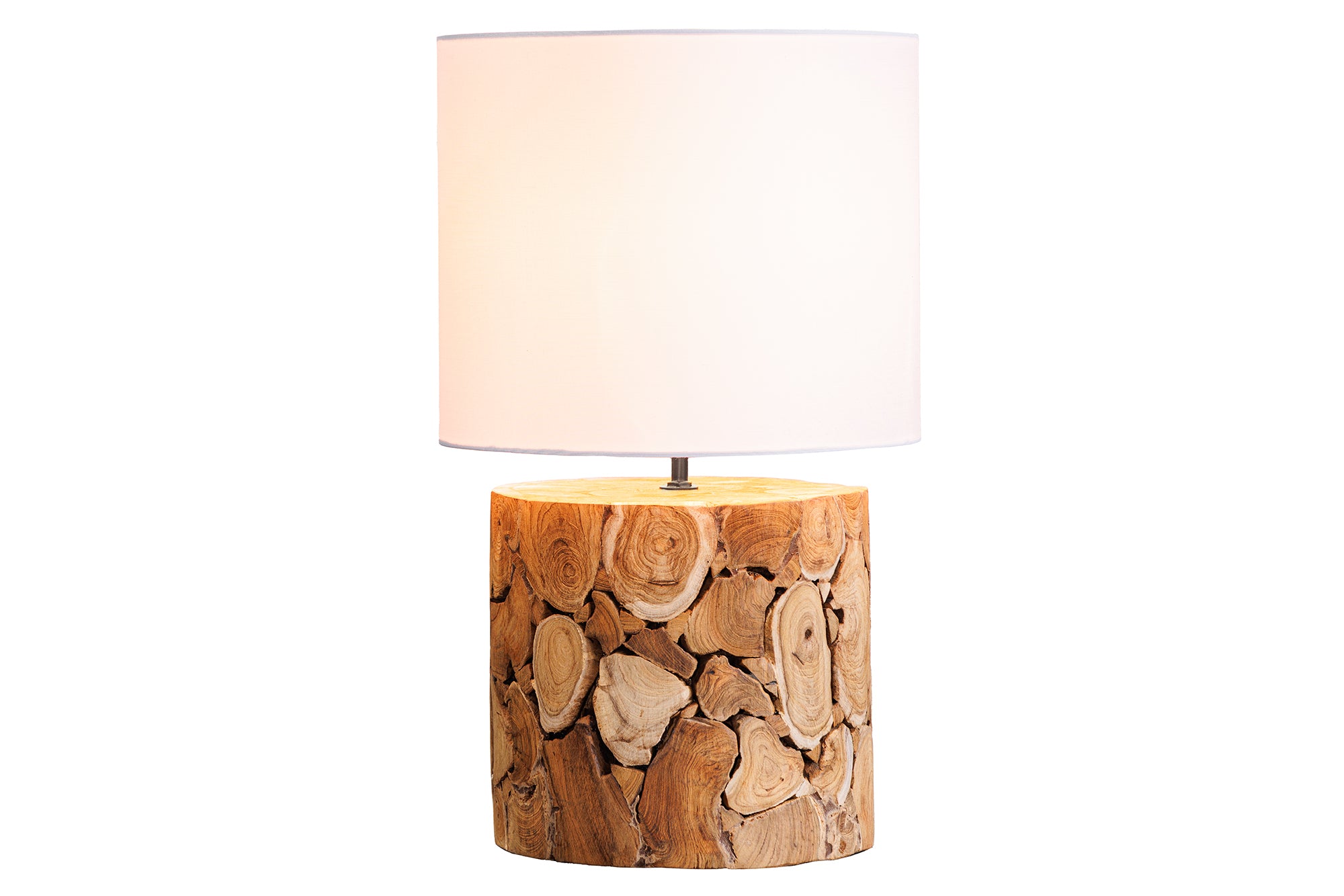 Lampa stołowa PURE NATURE 45 cm – recyklingowane drewno akacjowe, biały klosz 43930