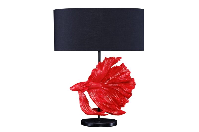Lampa stołowa CROWNTAIL 65 cm – czerwony stelaż, czarny klosz 43171