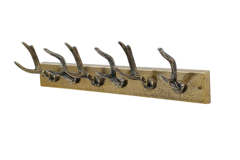 Wieszak ścienny DEER 50 cm – mosiężny wieszak z motywem poroża 45664