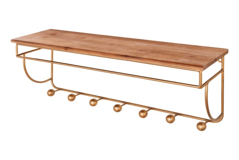 Wieszak ścienny HERITAGE 80 cm – drewno sosnowe, żelazo 44479