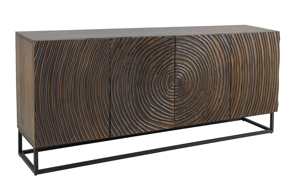 Komoda ZEN CIRCLE 160 cm – drewno mango 3D, ciemnobrązowa 49368