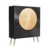 Highboard AURUM 120 cm – drewno mango, czarno-złoty, front strukturalny 49592