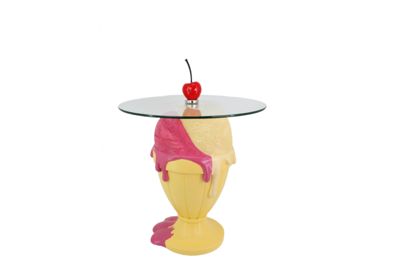 Stolik pomocniczy SWEET SOCIETY SUNDAE 45 cm – pastelowy żółty, szkło 70097