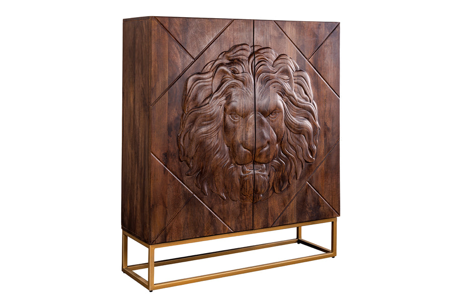Highboard LION 120 cm – drewno mango, front 3D z lwem 49499