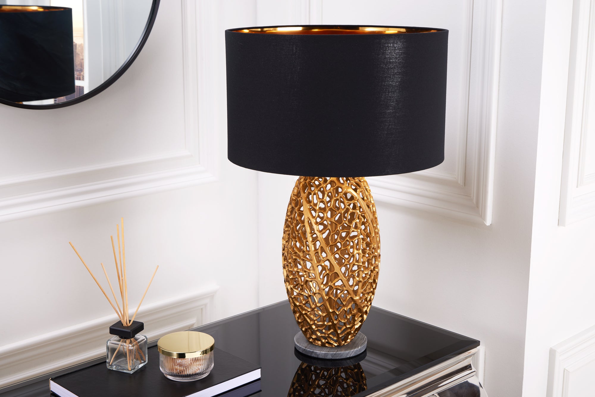 Podstawa lampy stołowej LEAF 46 cm – złota, marmurowa podstawa 42232