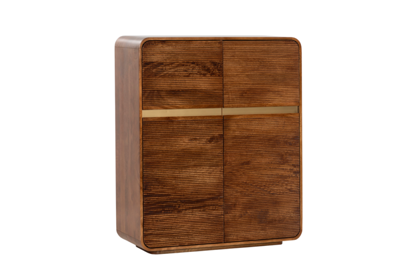 Highboard MONZA 120 cm – drewno mango, ryflowany front 48836