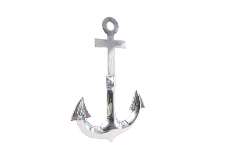 Dekoracja ścienna ANCHOR 70 cm – srebrna kotwica 3D z aluminium 38600