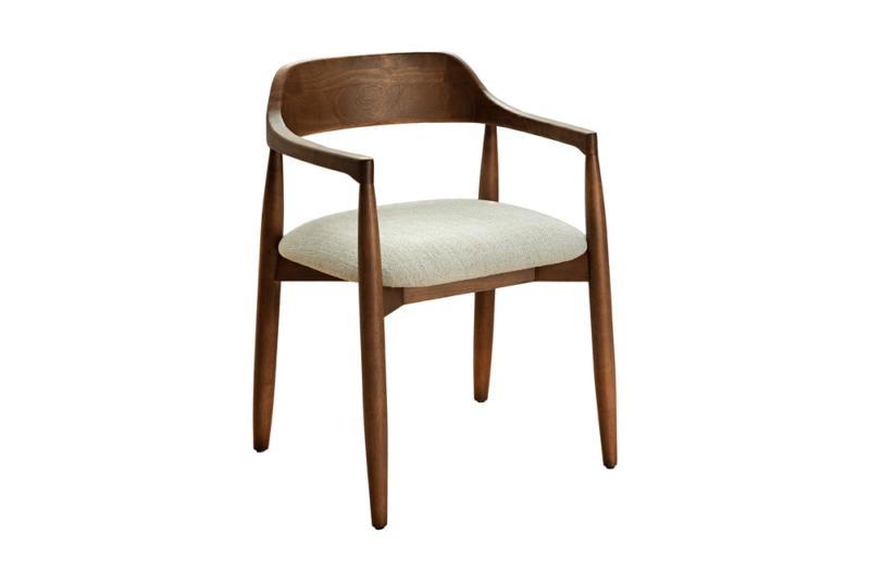 Fotel KENNEDY – kremowa tapicerka strukturalna, drewno sosnowe 48896