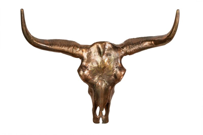 Dekoracja ścienna MATADOR 70 cm – czaszka, srebrna, aluminium 39533