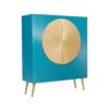 Highboard AURUM 120 cm – drewno mango, turkusowo-złoty, front strukturalny 49594