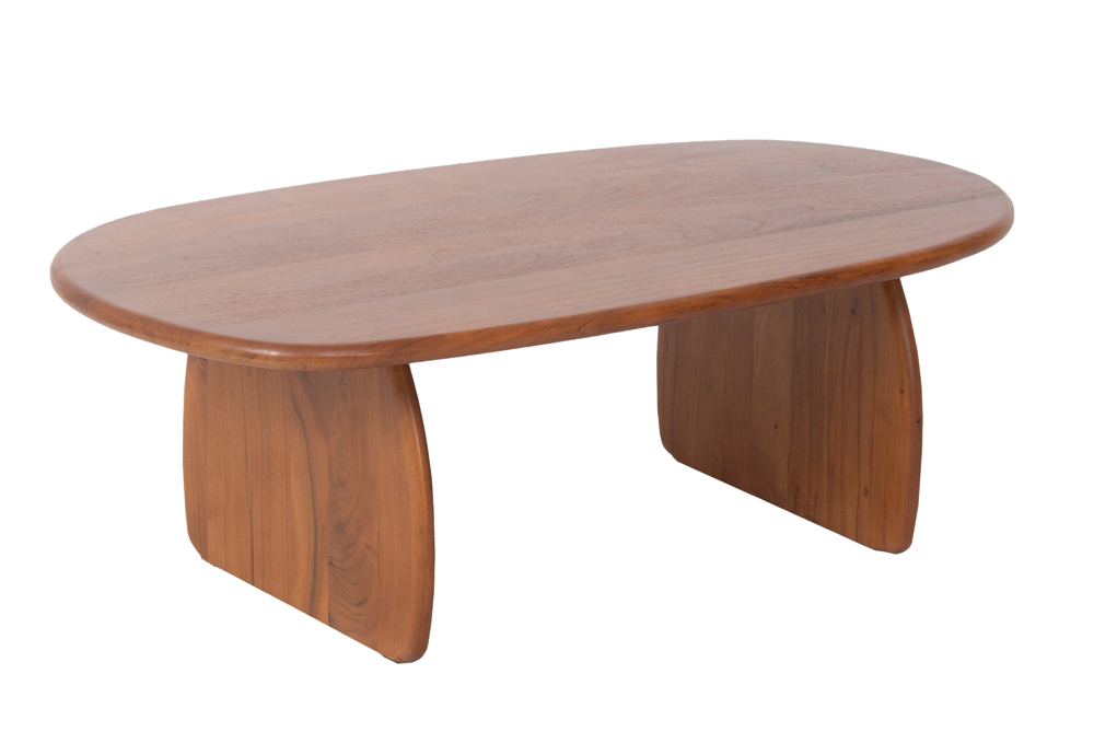 Stolik kawowy SCULPTURA 110 cm – brązowe drewno akacjowe 49267
