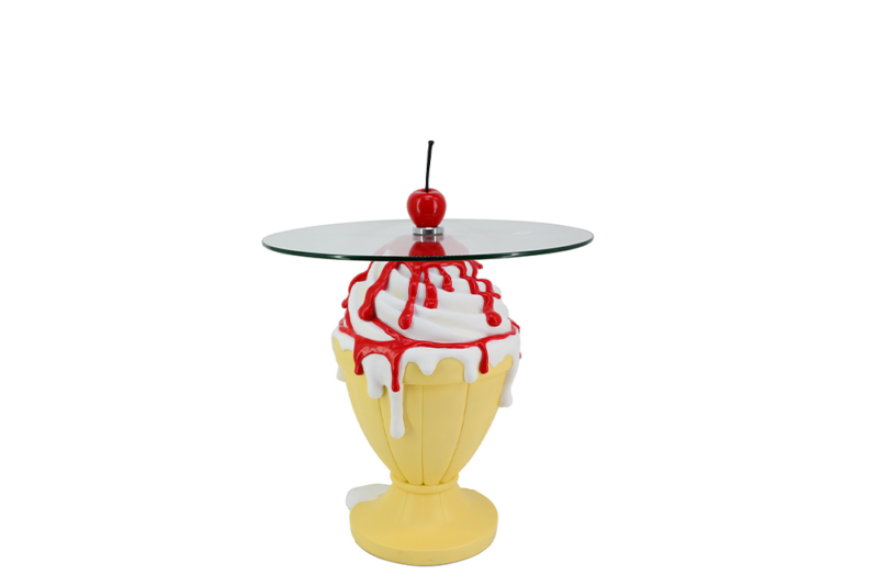 Stolik pomocniczy SWEET SOCIETY SOFT POP 45 cm – pastelowy żółty, szkło 70099
