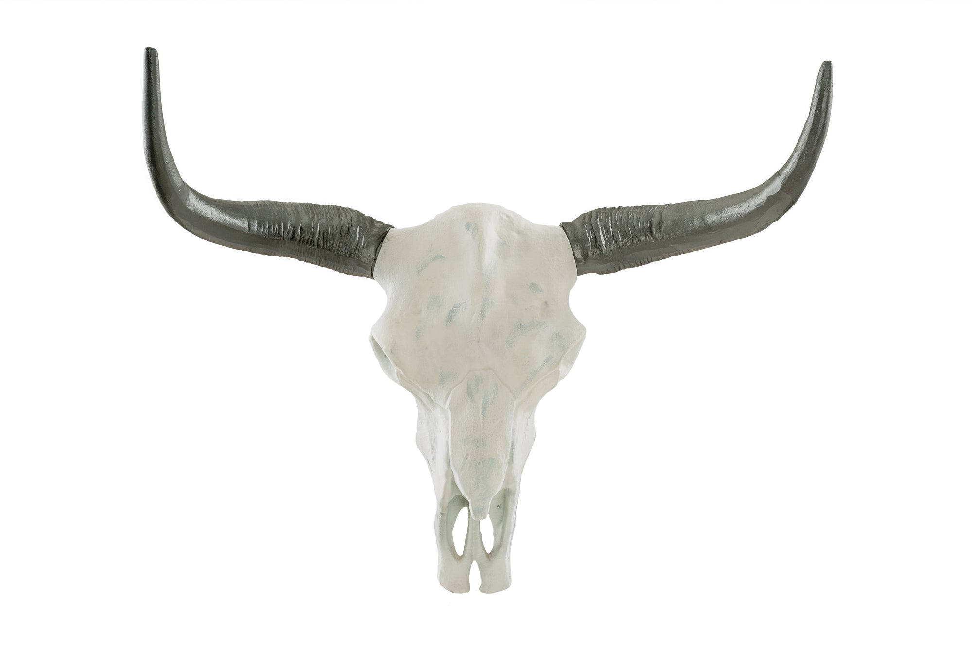 Dekoracja ścienna EL TORO 70 cm – czaszka byka, aluminium biało-czarne 37914