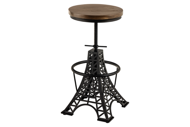 Hoker barowy PARIS LOFT 47–77 cm – drewno mango, ciemnobrązowy/czarny 48438