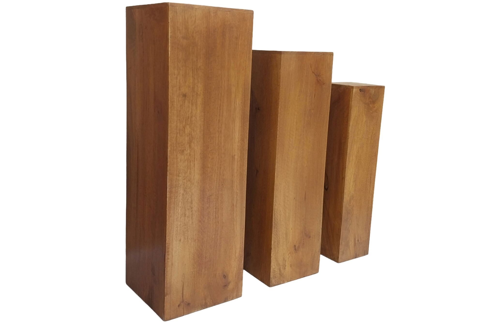 Kolumny dekoracyjne MAKASSAR 60–80 cm – zestaw 3 szt., drewno mango 49376