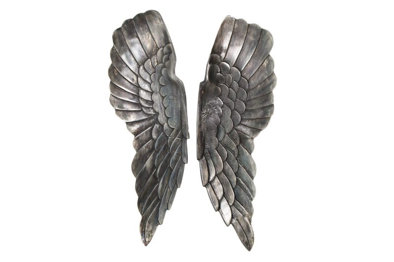 Dekoracja ścienna FALLEN ANGEL 65 cm – antyczne srebro, aluminium 38437